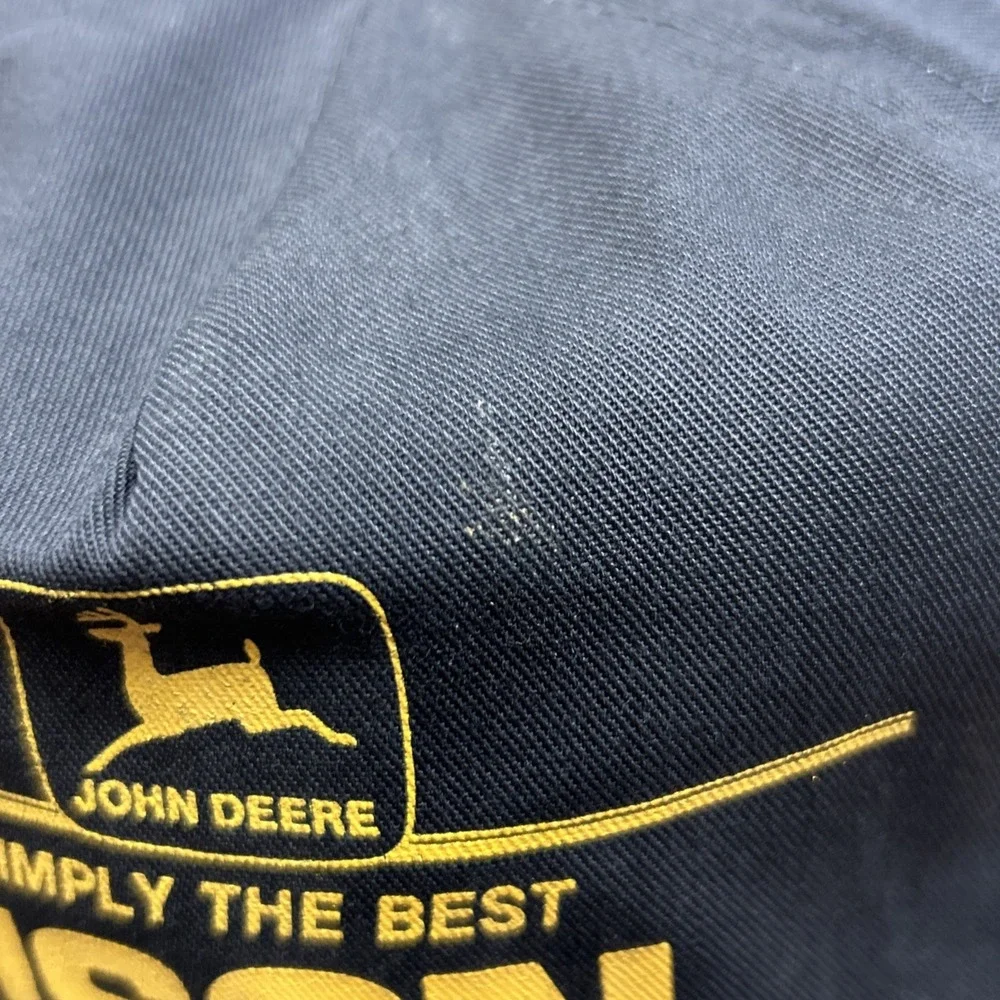 John Deere Ison‎ Equipment Simply the Best Black Yellow Trucker Hat Vtg SnapBack